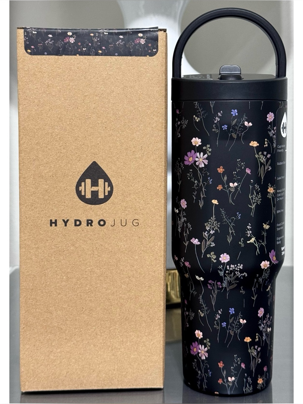 HydroJug 32oz Sport Water Bottle, MIDNIGHT FLORAL